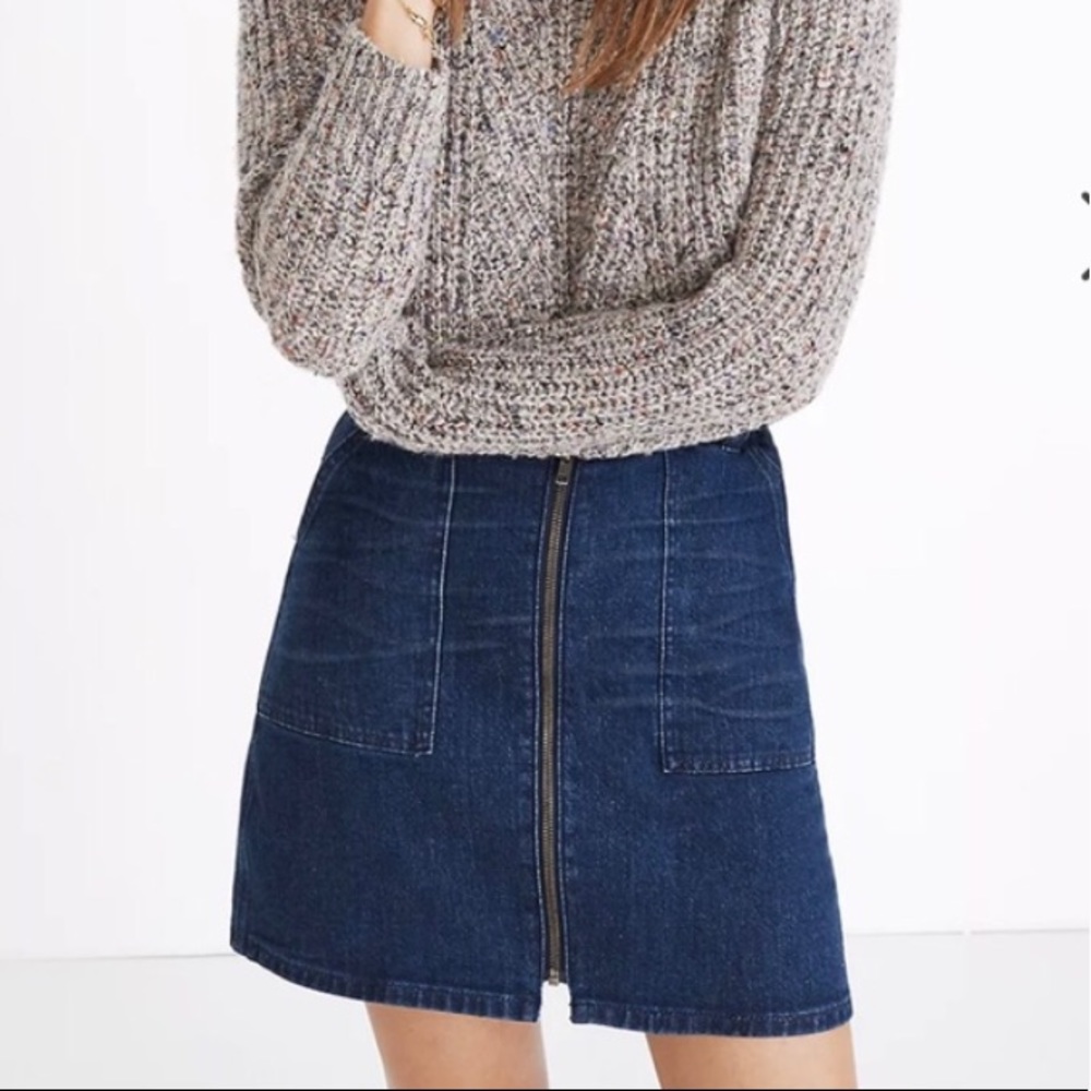Madewell Denim Utility Zip Front Skirt Size 24